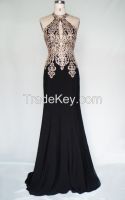 HY1001 New Arrival Handnade Beaded Embtoidery Strapless Chiffon Formal Evening Dress