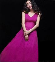 GOPCHE Pink chiffon women party wear dress