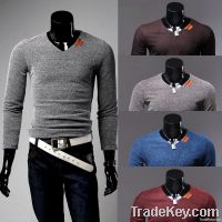 V-neck Long Sleeve T-shirt Male (Free Shipping! Big yards)