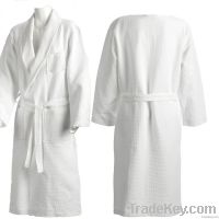 White waffle cotton bathrobe