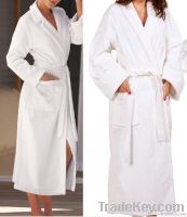 Cotton velour bath robe with shawl collar