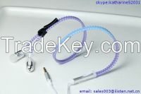 zipper earphone with mic heat-sensitive earphone for mobile phone computer as gift for boys and girls