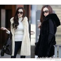 2017new imitation fur coat vest and long sections vertical stripe hoo