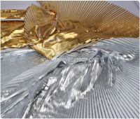 Wholesale china Fabric with gold stamping in 100% polyester fabric, pleated chiffon crepe fabric