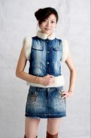 Women's Denim Vest & Skirt Set