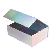 Next Day Shipment Flat Pack Paper Cardboard Collapsible Gift Boxes With Holographic Finish