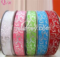 color swirls silver embossed grosgrain ribbon