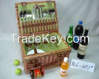 hot!!!optional colored handweave wicker basket with cutlery for autumn camping&amp;picnic 