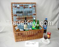 hot!!!optional colored handweave wicker basket with cutlery for autumn camping&amp;picnic 