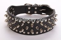 Large size dog collar pet collars leather Adjustable anti bite Dog collar Studded Rivet PU pet collars