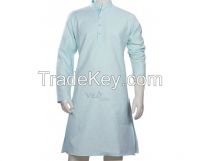 Traditional Sea Green Cotton Mens Kurta Pajama Set