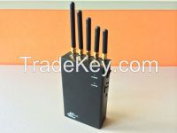 Handheld portable cellphone signal jammer; GPS jammer; with built-in battery