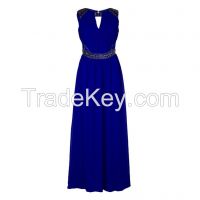 Elegant evening dress with transparent lace inserts on the sides, made