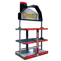 Heavy duty oil rack retail POS floor metal display stand