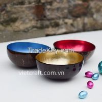 lacquer coconut shell bowl gold metallic color