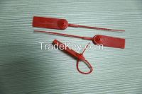 Plastic security seal with metal insert