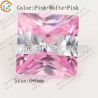 Multcolor Cubic zirconia Princess AAA Cut-PINK + white color