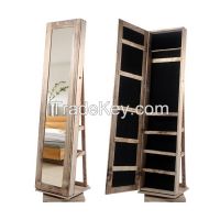 NEW Floor Standing Solid Wood Jewelry Cabinet with Dressing Mirror