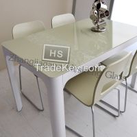 10MM white  printing  tempered glass as  dining  table top glass