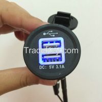 new Dual USB Motorcycle car Cigarette Lighter Power Charger Adapter Socket