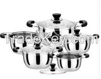 Hot 16-20cm 6PCS Set Stainless Steel Sauce Pot Cookware with glass lid