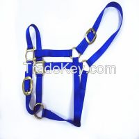 Nylon horse halter with solid brass hardware