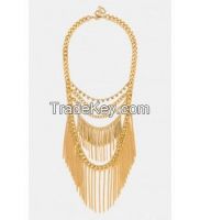 Women&#039;s BaubleBar &#039;Quill&#039; Chain Link Bib Necklace - Gold Multi