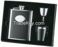 Visol Leather 6oz Deluxe Liquor Flask Gift Set