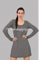 lovely black and white stripe round neck dress