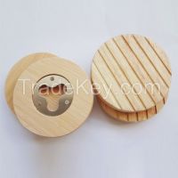 Round wood bottle opener