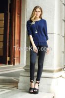 2015 long-sleeve blue fashion knitted-wear elegant  new dedign