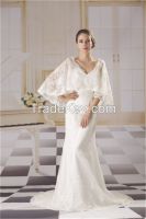 Unique butterfly sleeve wedding dress of full-length