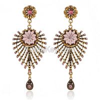 2015 new retro  rhinestone alloy drop earrings flower