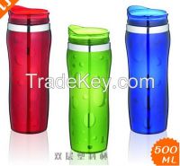 16 oz double wall plastic mug,plastic travel mug