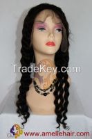 Good quality lace front wig half lace wig 100% natural human hair