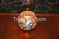 Unique turkish handmade glass mosaic candle holder for home decoration