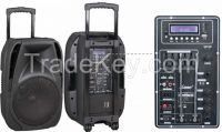 15 inch Portable Wireless Rechargeable active PA System with bluetooth