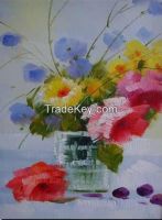 Paint manufacturers in china hand painted canvas picture flower