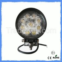 Aluminum 27W IP67 Waterproof LED Work Lamps / Round Led Work Lights 10V-30V