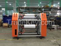 Semi automatic pre-stretch film rewinder and slitter