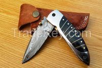 Damascus hand made Lockable folding knife