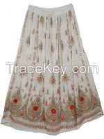 Indian Tribal Style Skirt White