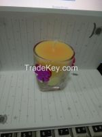 GL-0001 Yellow Peach Scented Candles In Mini Glass